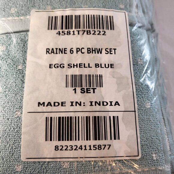 Raine 6 Piece Bath Towel Set Dot Pattern Eggshell Blue New - Picture 4 of 5